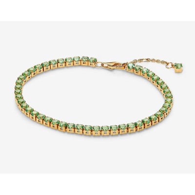 Pulsera Pandora Tenis Dorado Verde Brillante 561469C02