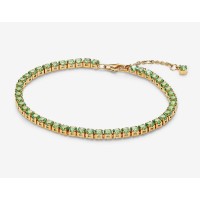 Pulsera Pandora Tenis Dorado Verde Brillante 561469C02