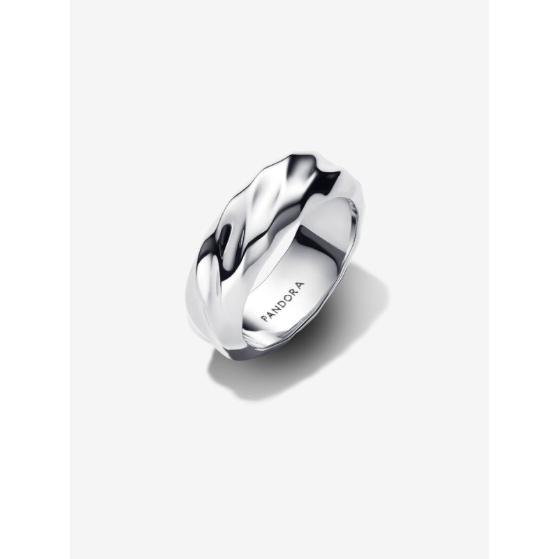 Anillo Pandora Plata Banda Ancha Ondulada 193886C00