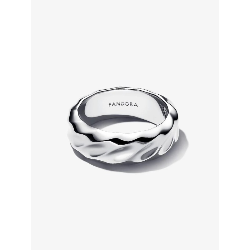 Anillo Pandora Plata Banda Ancha Ondulada 193886C00