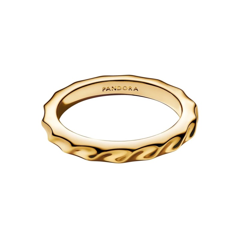 Anillo Pandora Dorado Banda Ondulada 163885C00