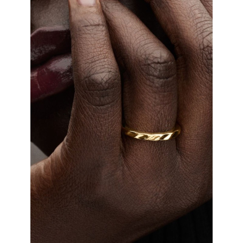 Anillo Pandora Dorado Banda Ondulada 163885C00