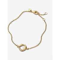 Pulsera Pandora Dorada Circulo Forma Organica Pavé y Perla 563830C01