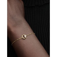 Pulsera Pandora Dorada Circulo Forma Organica Pavé y Perla 563830C01