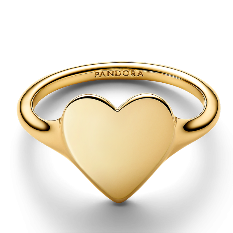 Anillo Pandora Corazón Grabable Dorado 163988C00