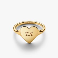 Anillo Pandora Corazón Grabable Dorado 163988C00