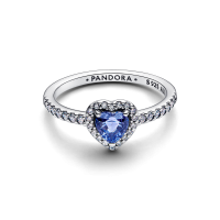 Anillo Pandora Corazón Azul en Relieve Brillante 198421C05