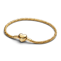 Pulsera Pandora Cadena de Serpiente baño oro 14k Cierre Corazón 564236C00