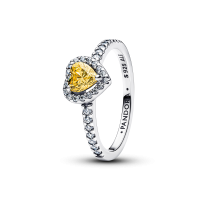 Anillo Pandora Corazón Amarillo en Relieve  Brillante 198421C06