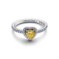 Anillo Pandora Corazón Amarillo en Relieve  Brillante 198421C06