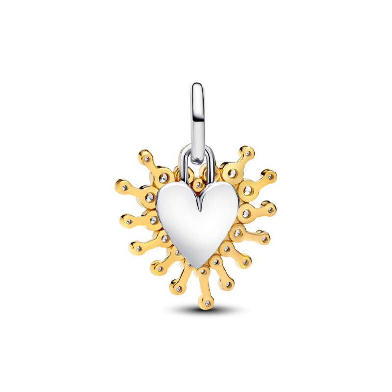 Charm Pandora Doble Colgante baño oro Corazón Radiante 764141C01