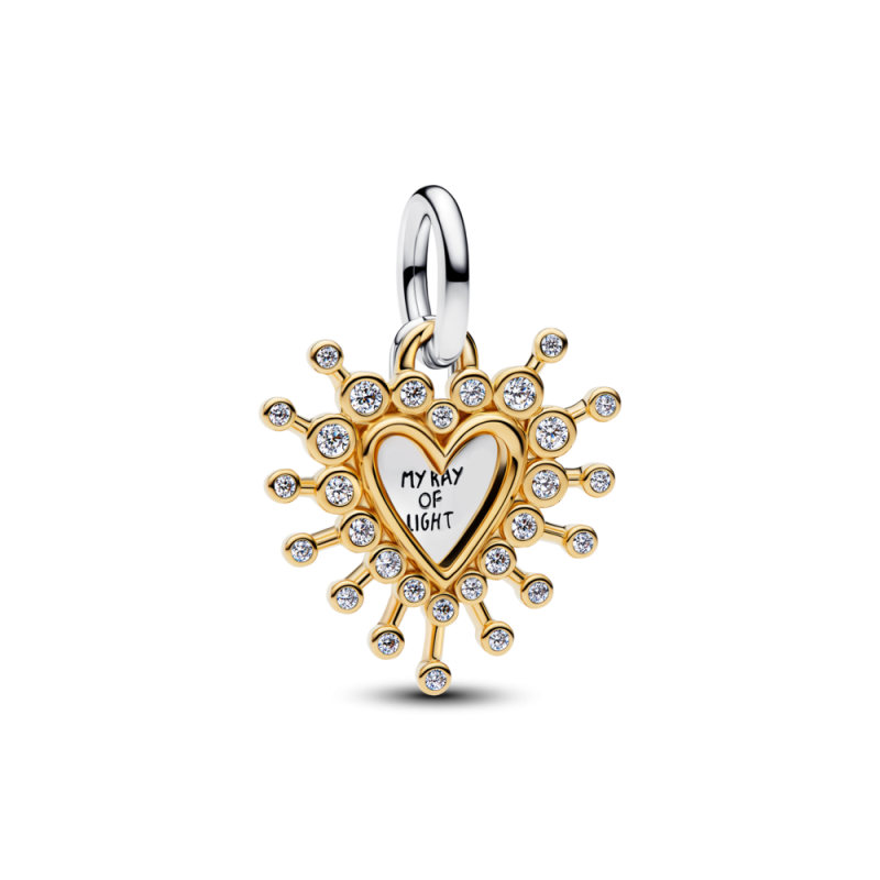 Charm Pandora Doble Colgante baño oro Corazón Radiante 764141C01