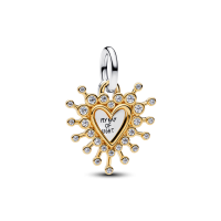 Charm Pandora Doble Colgante baño oro Corazón Radiante 764141C01