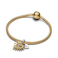 Charm Pandora Doble Colgante baño oro Corazón Radiante 764141C01