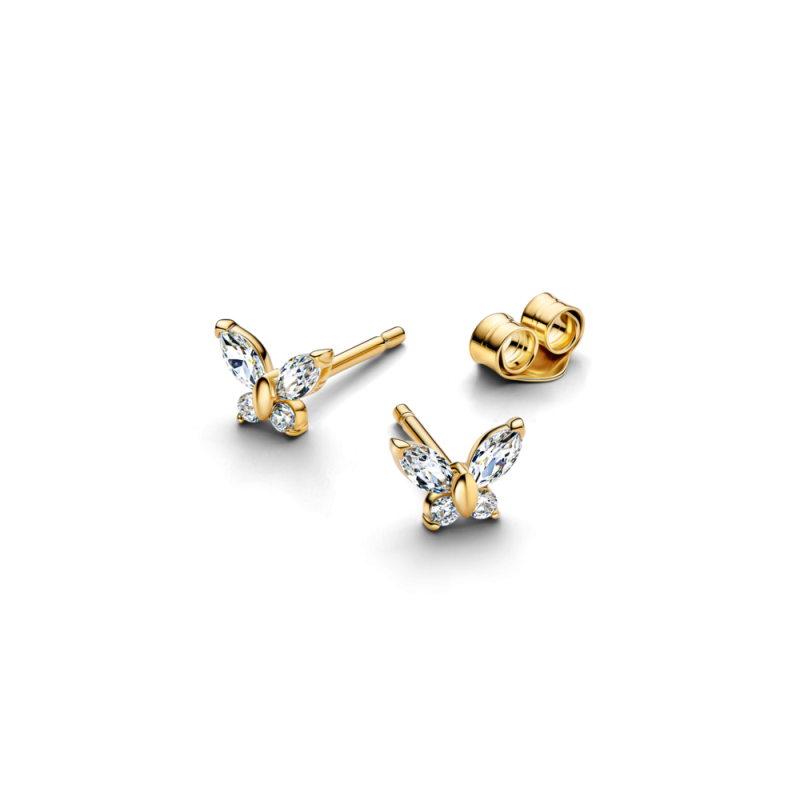 Pendientes Pandora baño oro 14k Mariposa 264264C01