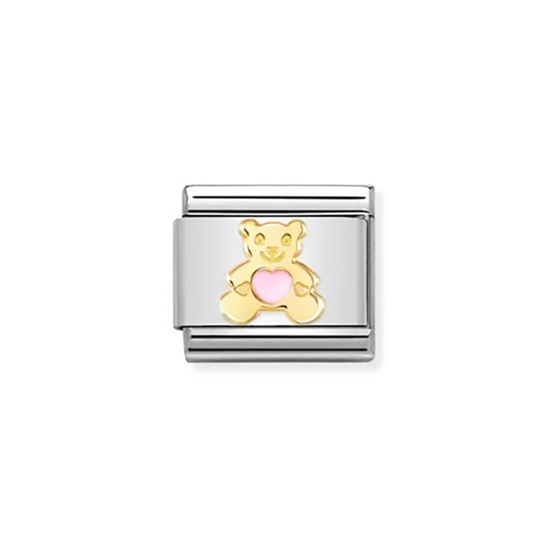 Link Nomination Acero y Oro Osito Rosa 030272 64