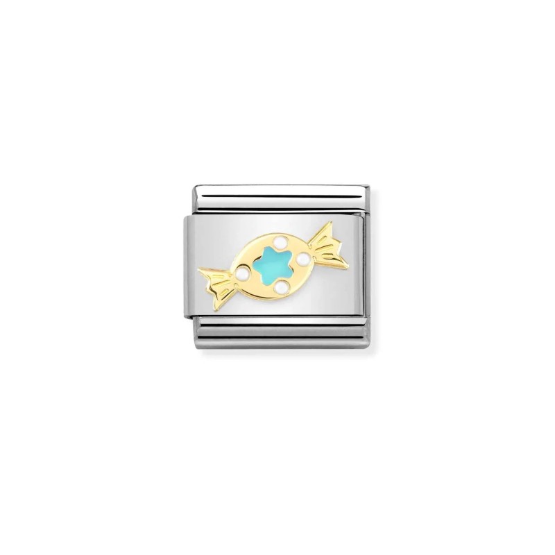 Link Nomination Acero y Oro Caramelo Azul 030272 73