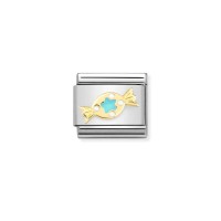 Link Nomination Acero y Oro Caramelo Azul 030272 73