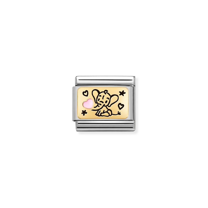 Link Nomination Acero y Oro Elefante Rosa 030289 03