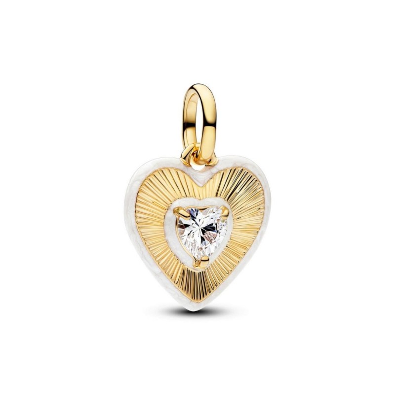 Charm Pandora Me Medallón Corazón Blanco Oro Radiante 764409C01