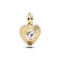 Charm Pandora Me Medallón Corazón Blanco Oro Radiante 764409C01