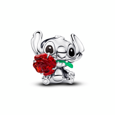 Charm Pandora Stitch de Disney con Rosa Cristal de Murano 794378C01