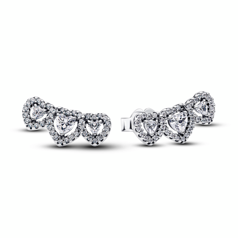 Pendientes de Botón Triple Halo Corazón 294411C01