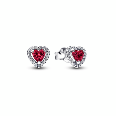 Pendientes Pandora de Botón Corazón Elevado Rojo 298427C04