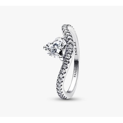 Anillo Pandora Corazón Ondulado en Pavé 193661C01