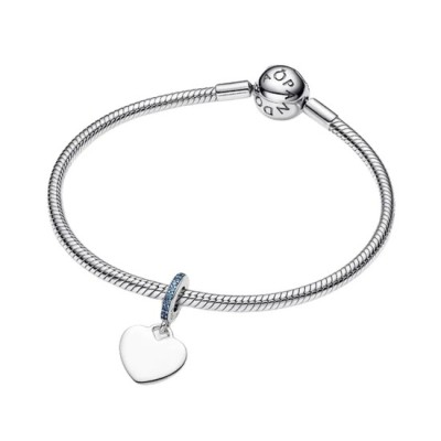 Charm Pandora Colgante Corazón Grabable Azul 793926C03 2