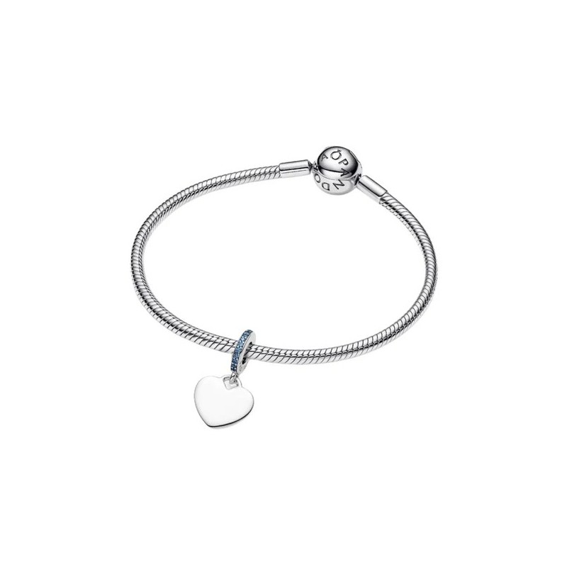 Charm Pandora Colgante Corazón Grabable Azul 793926C03