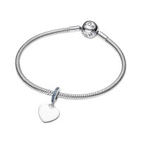 Charm Pandora Colgante Corazón Grabable Azul 793926C03