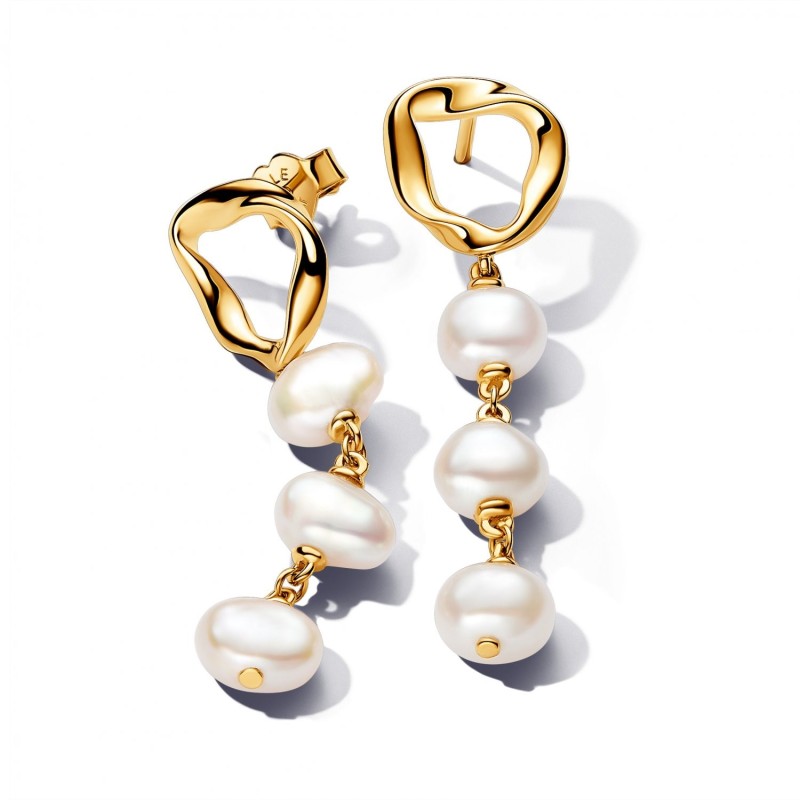 Pendientes Pandora Círculo y Perlas Cultivadas 263263C01
