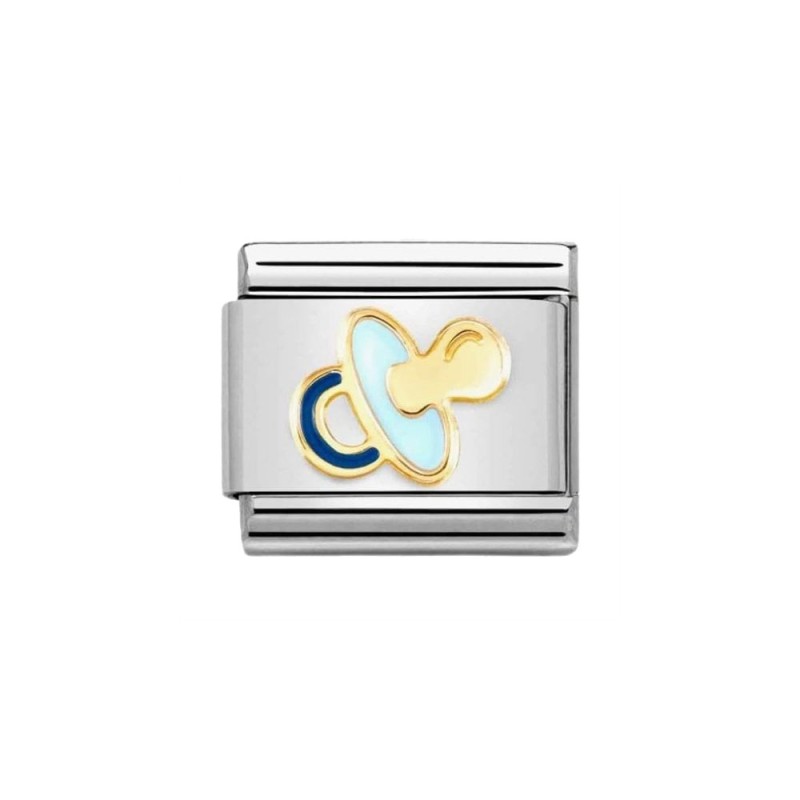 Link Nomination Acero y Oro Chupete Azul 030272 63