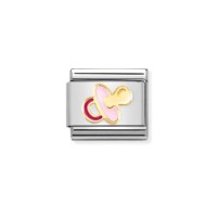 Link Nomination Acero y Oro Chupete Rosa 030272 62