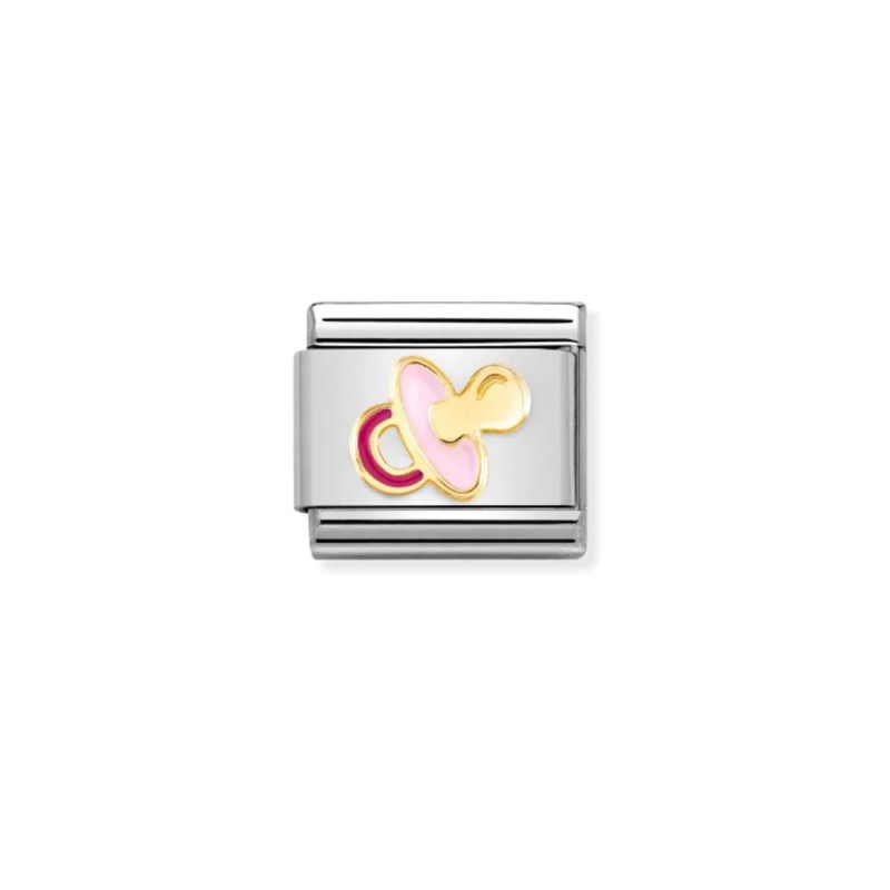 Link Nomination Acero y Oro Chupete Rosa 030272 62