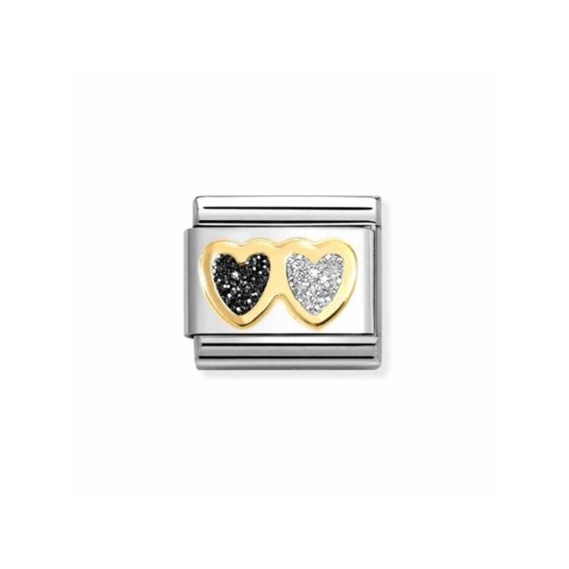 Link Nomination Acero y Oro "Corazones Glitter" 030220 15