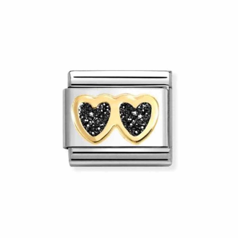 Link Nomination Acero y Oro "Corazones Glitter" 030220 14