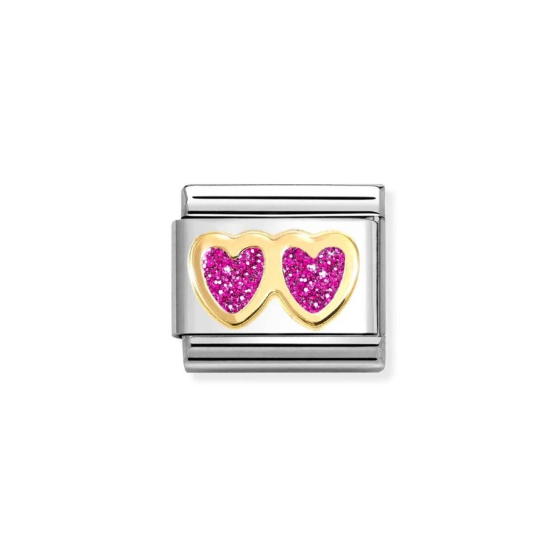 Link Nomination Acero y Oro "Corazones Glitter" 030220 13