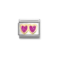 Link Nomination Acero y Oro "Corazones Glitter" 030220 13