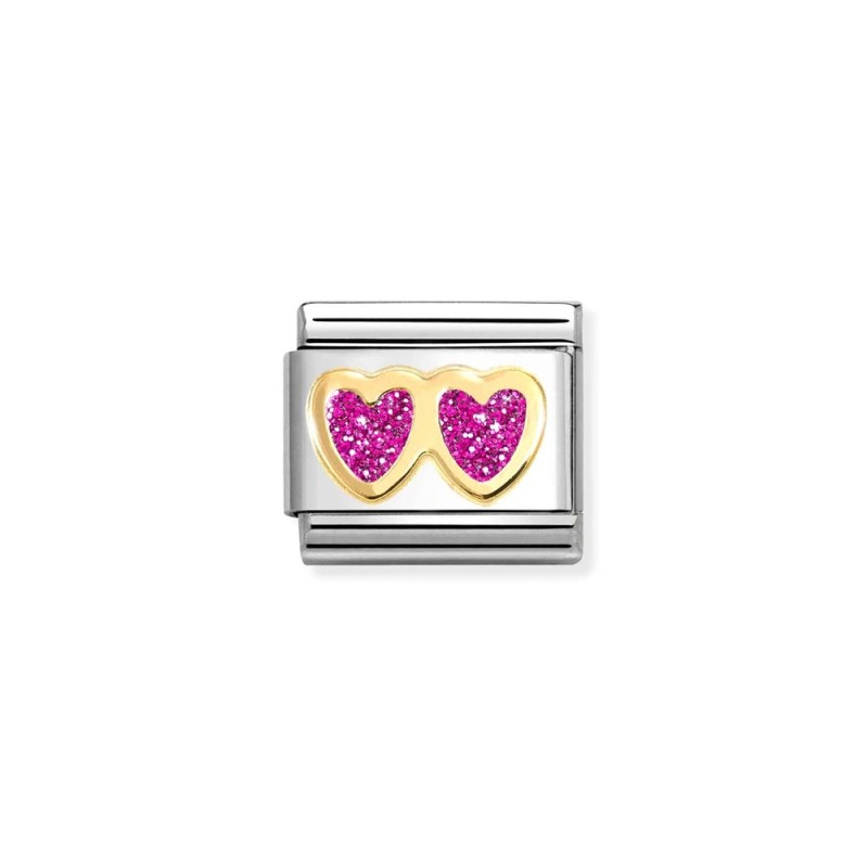Link Nomination Acero y Oro "Corazones Glitter" 030220 13