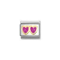 Link Nomination Acero y Oro "Corazones Glitter" 030220 13
