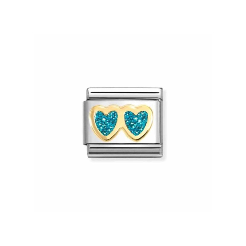 Link Nomination Acero y Oro "Corazones Glitter" 030220 12