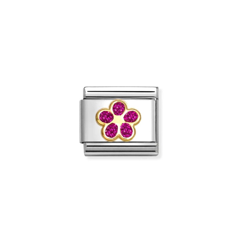 Link Nomination Acero y Oro "Flor Glitter" 030220 17