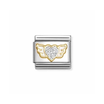 Link Nomination Acero y Oro Corazón Alado Plata 030220 23