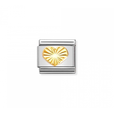 Link Nomination Acero y Oro Corazón Tallado 030149 51