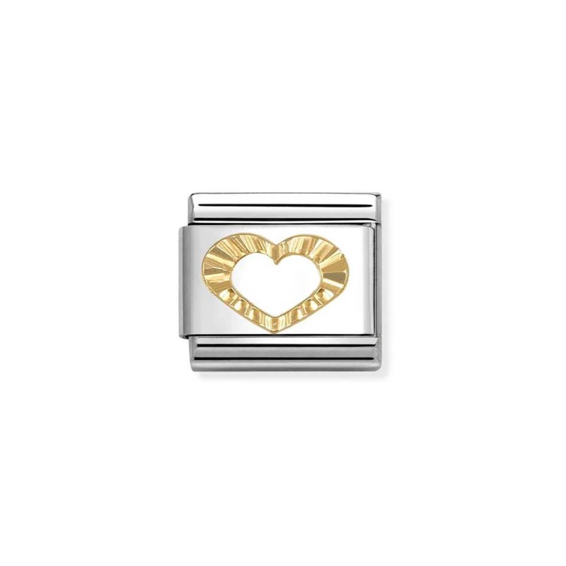Link Nomination Acero y Oro Corazón Tallado Hueco 030149 63