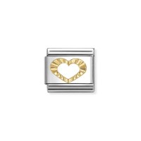 Link Nomination Acero y Oro Corazón Tallado Hueco 030149 63