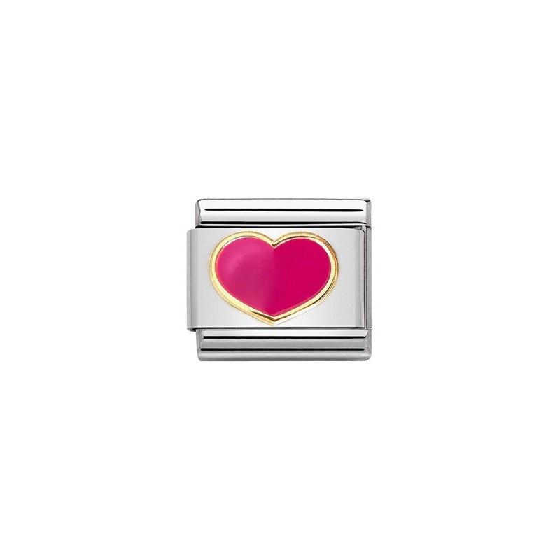 Link Nomination Acero y Oro Corazón Rosa Fucsia 030283 24