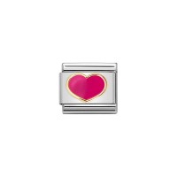 Link Nomination Acero y Oro Corazón Rosa Fucsia 030283 24